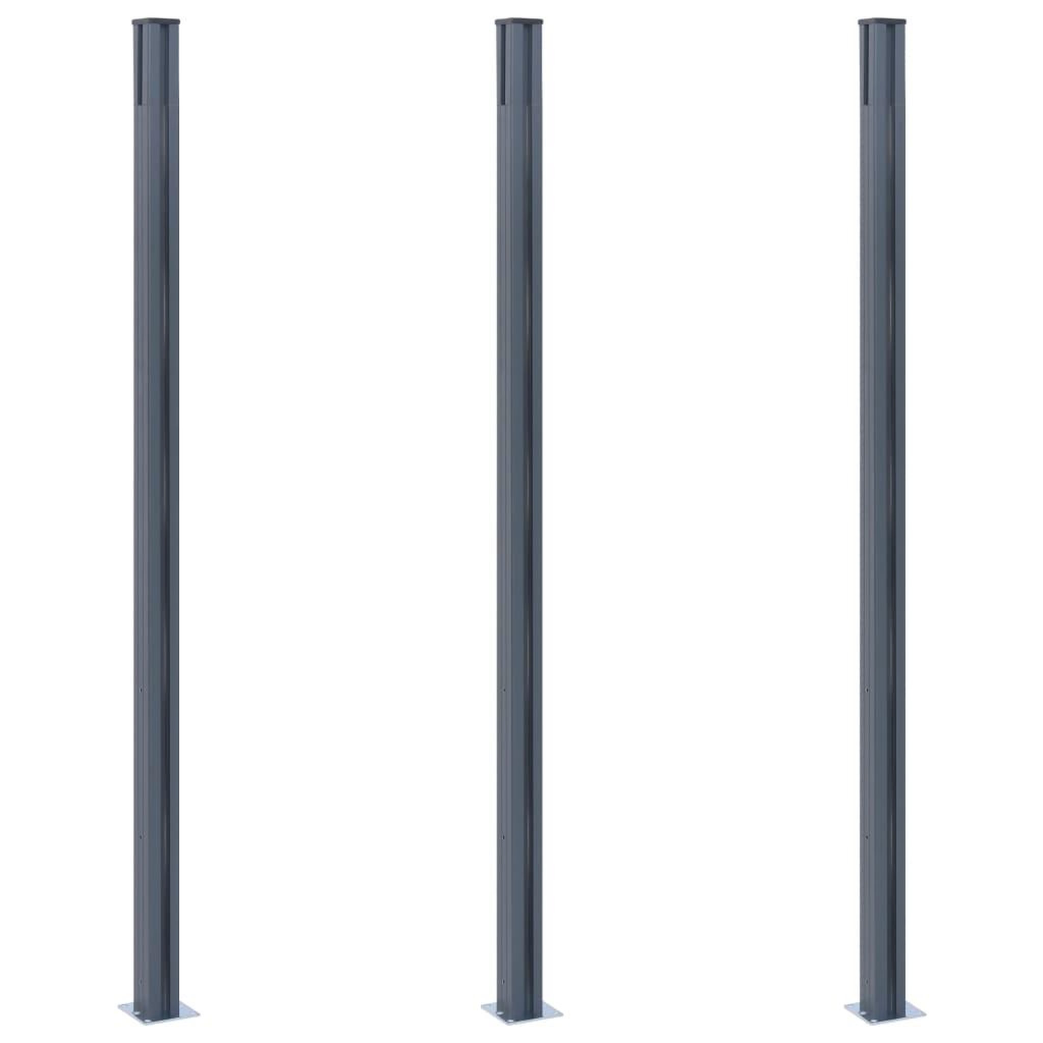 Voir la diapositive 3 : VIDAXL Poteaux de cloture 3 pcs Gris fonce 185 cm Aluminium