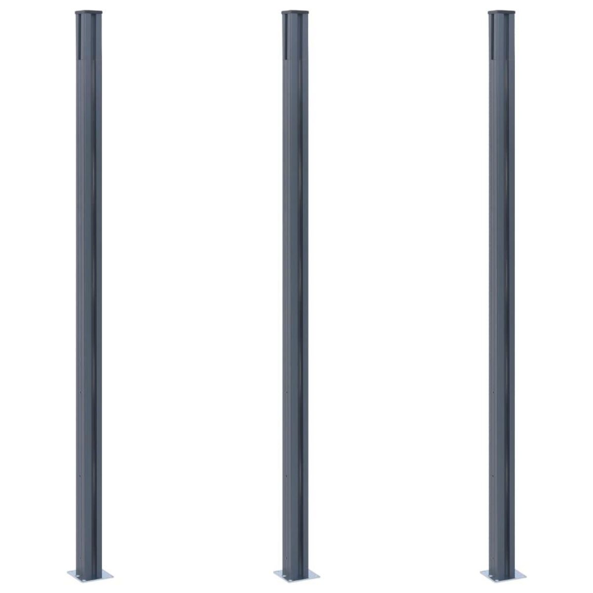 VIDAXL Poteaux de cloture 3 pcs Gris fonce 185 cm Aluminium
