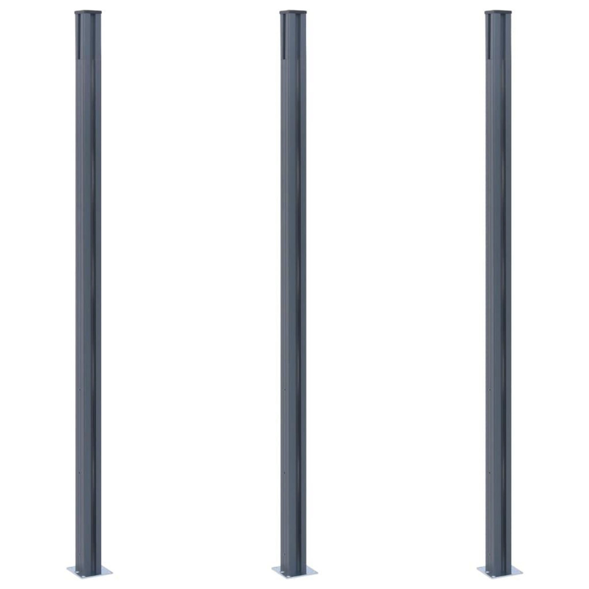 VIDAXL Poteaux de cloture 3 pcs Gris fonce 185 cm Aluminium