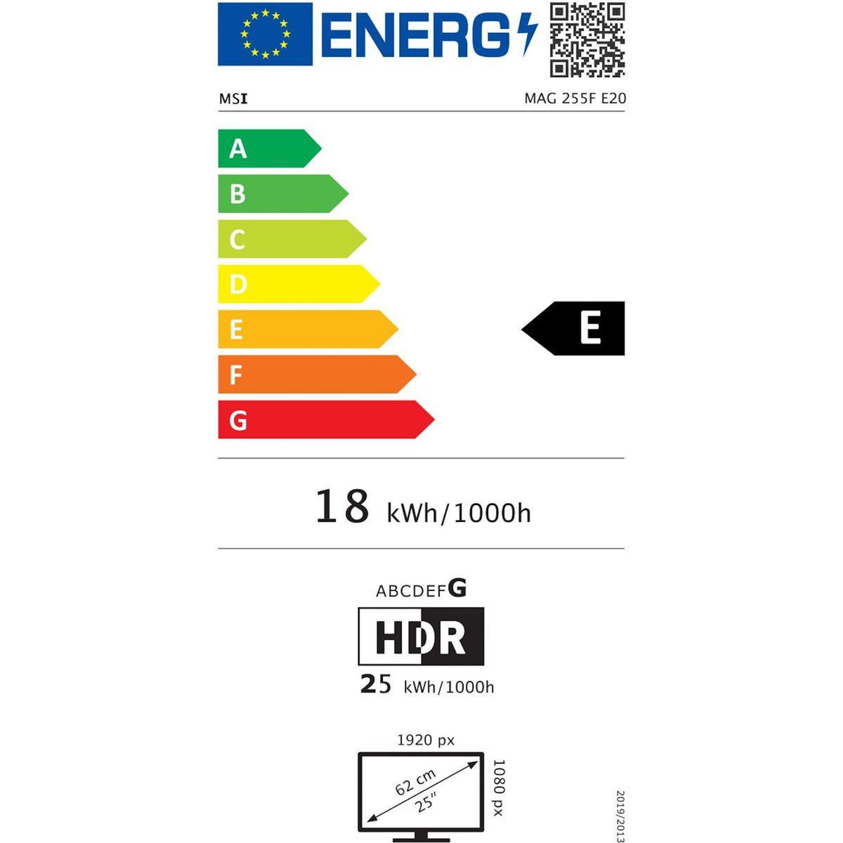MSI Ecran PC Gamer MAG 255F E20 24'' Rapid IPS