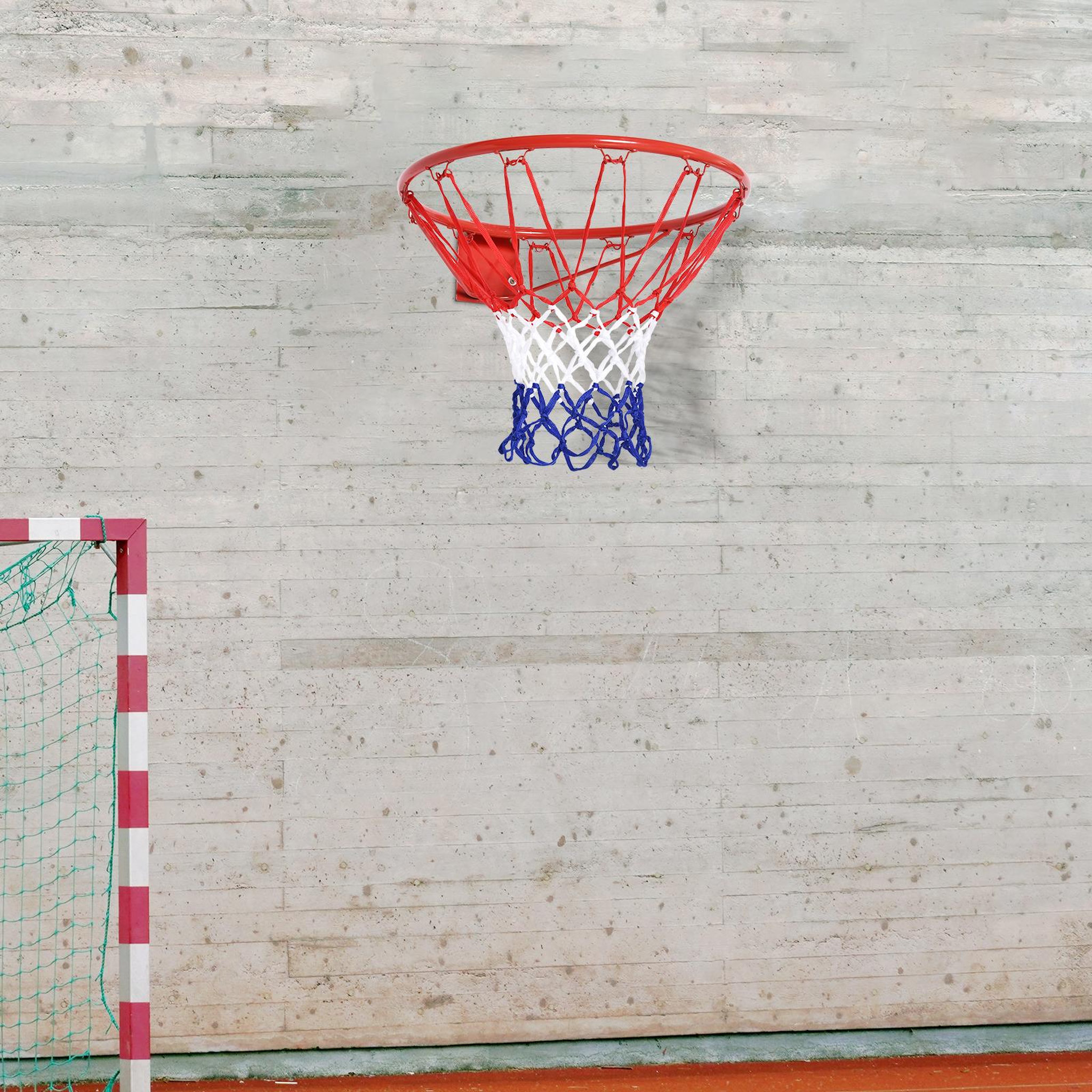 Voir la diapositive 2 : HOMCOM Panier de basket, anneau de basketball avec filet ø 46 cm, support mural intérieur et extérieur, rouge