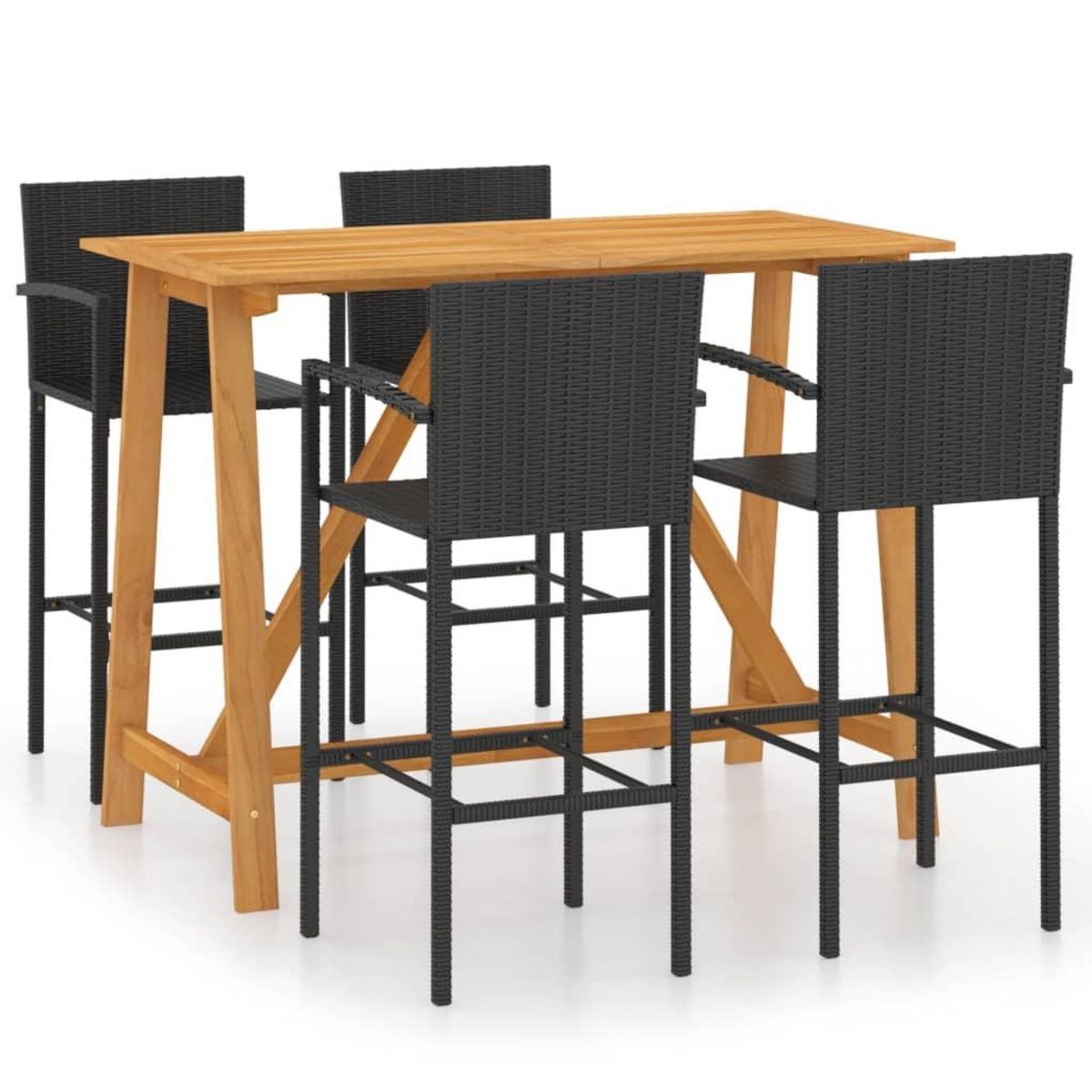VIDAXL Ensemble de bar de jardin 5 pcs Noir