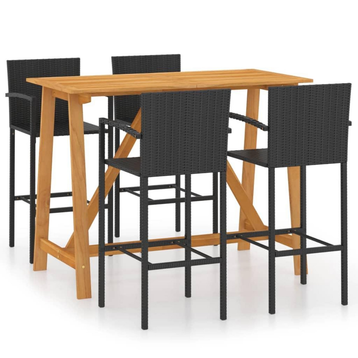 VIDAXL Ensemble de bar de jardin 5 pcs Noir