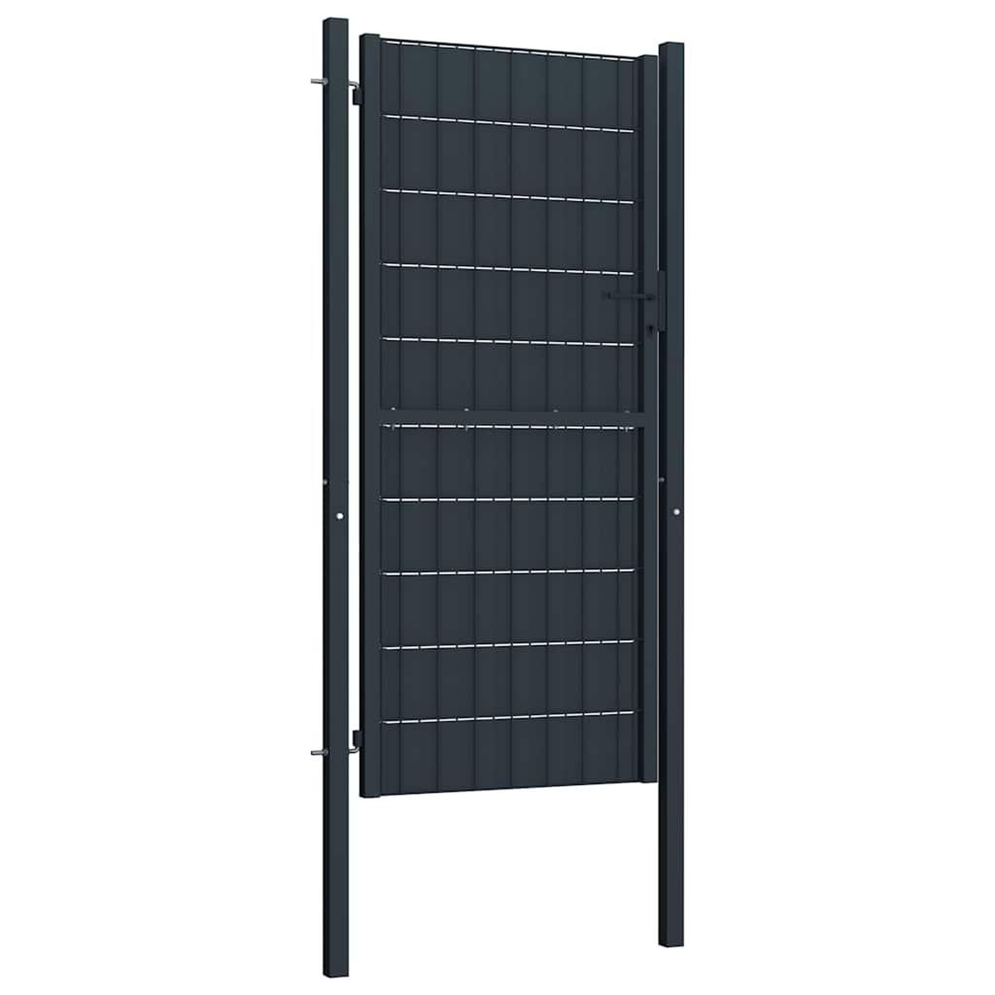 Voir la diapositive 2 : VIDAXL Portail de cloture en PVC et acier 100 x 164 cm anthracite