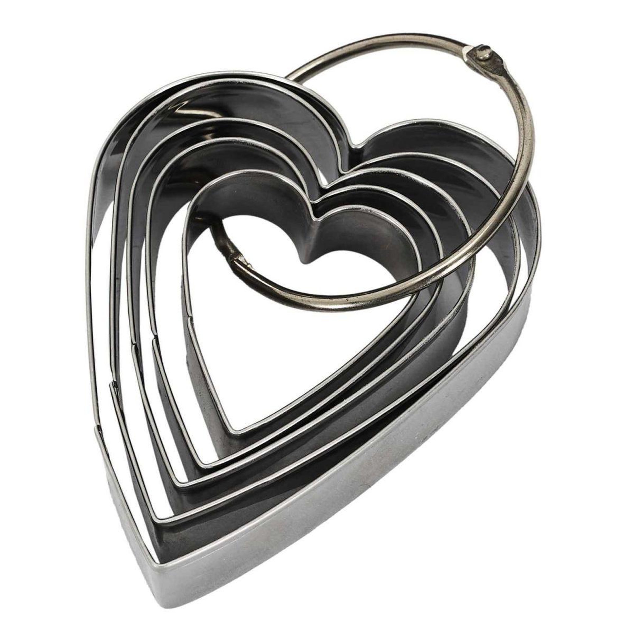 Voir la diapositive 2 : Lily Cook Lot de 5 emporte-pièces en inox  cœur  9cm argent