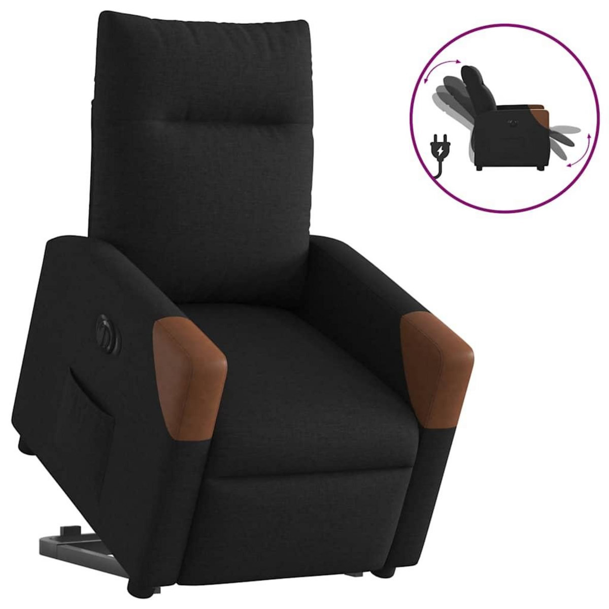 VIDAXL Fauteuil inclinable electrique noir tissu