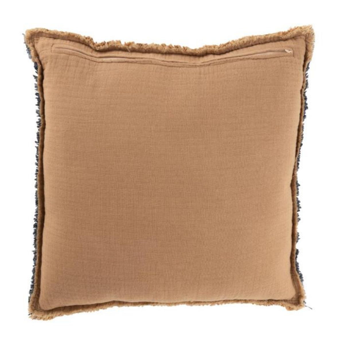 Paris Prix Coussin Déco  Effiloché  45x45cm Marron & Bleu