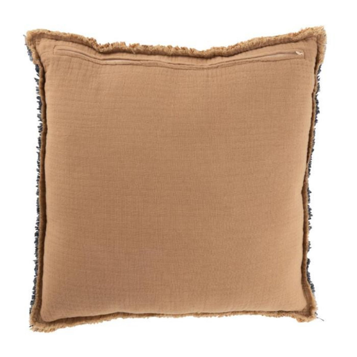 Paris Prix Coussin Déco  Effiloché  45x45cm Marron & Bleu