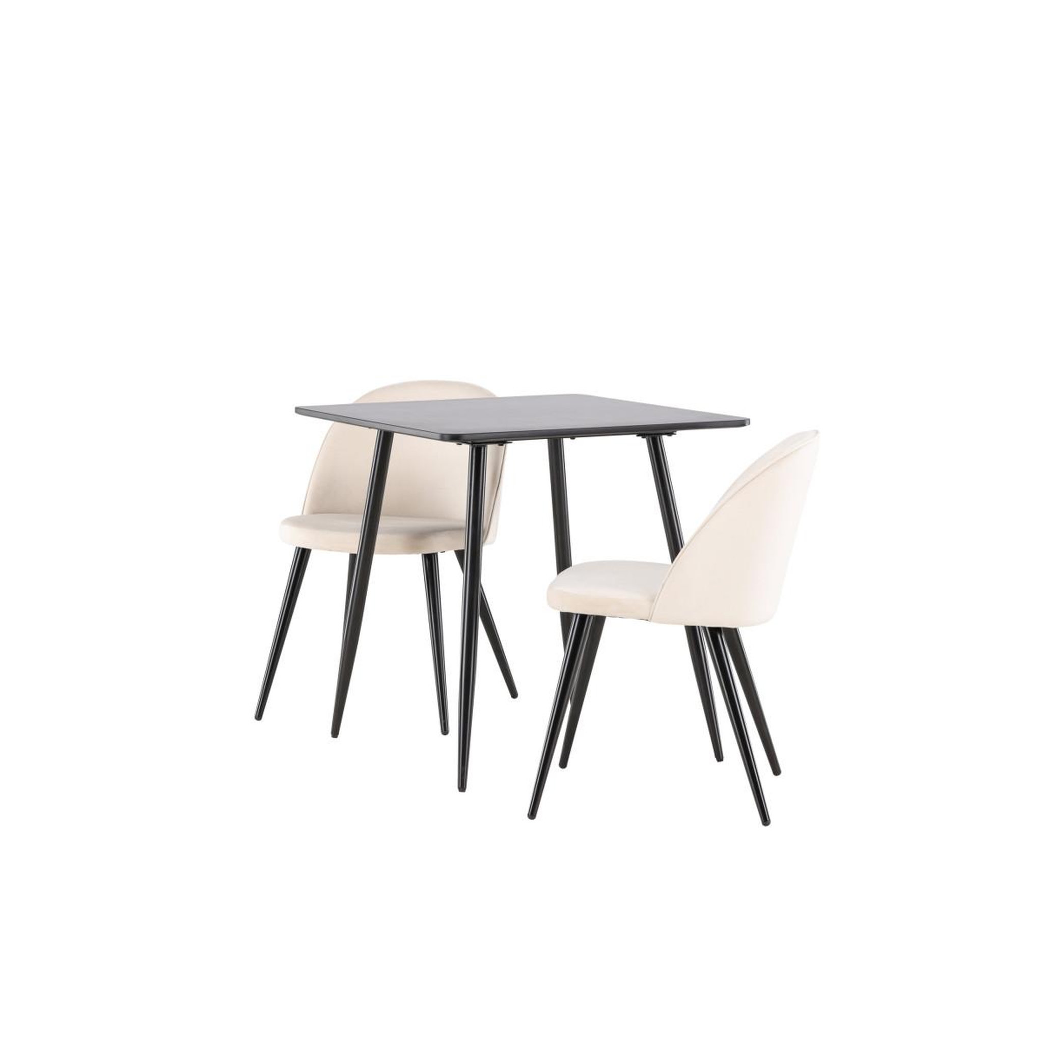 Voir la diapositive 6 : Paris Prix Ensemble table à manger & 2 chaises  polar & velvet  75cm noir & beige