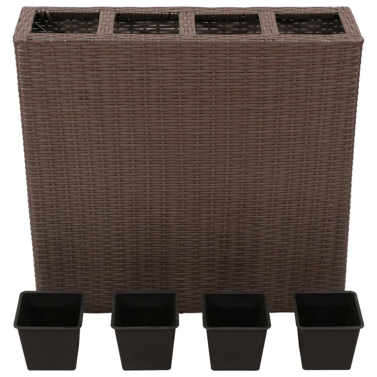 VIDAXL Lit sureleve de jardin avec 4 pots Resine tressee Marron