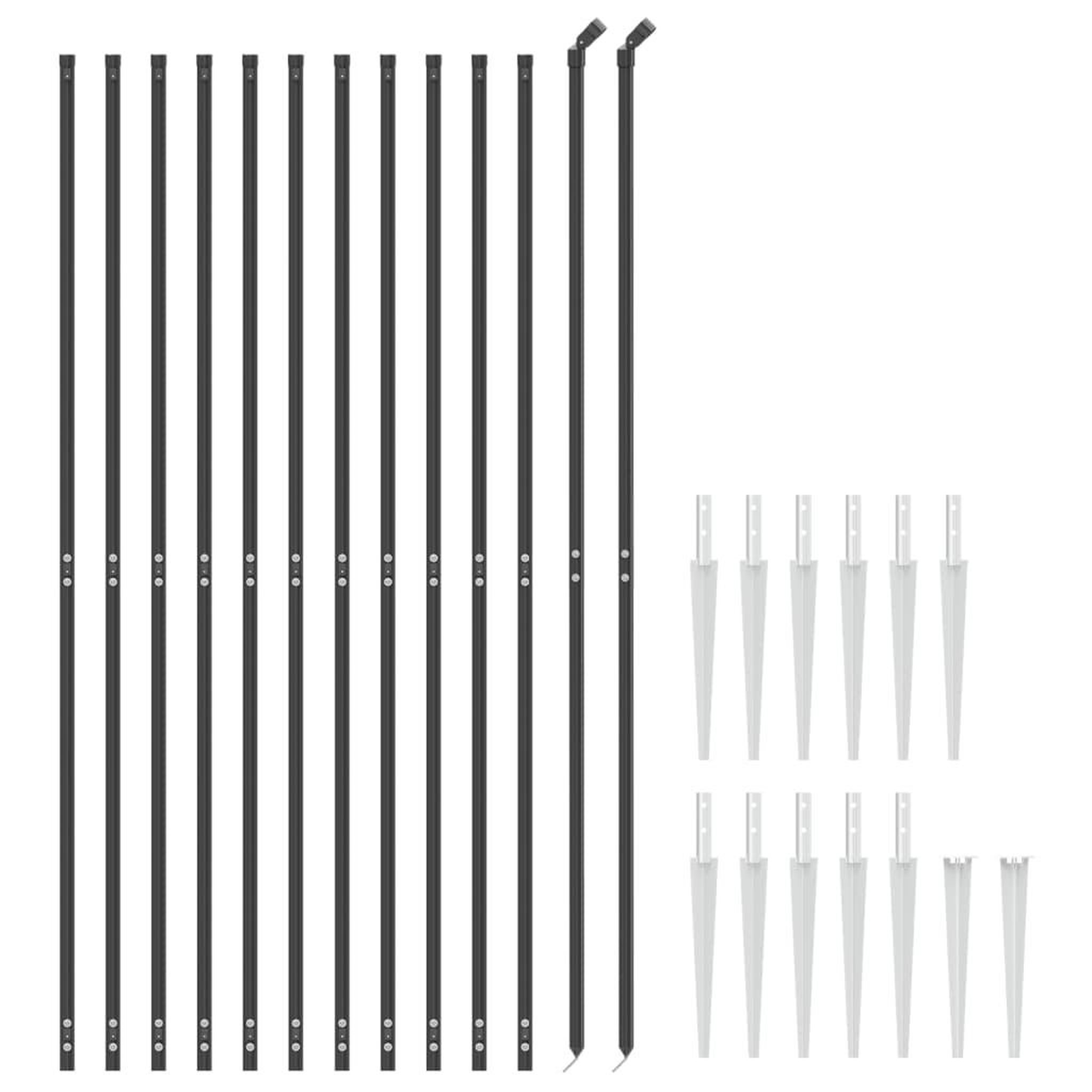 Voir la diapositive 3 : VIDAXL Cloture en treillis metallique et ancrage anthracite 1,4x25 m