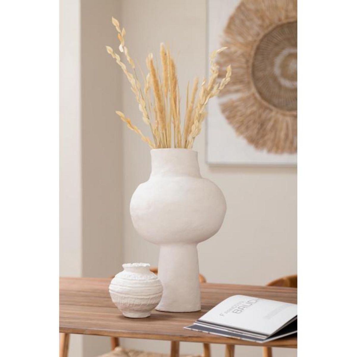 Paris Prix Pot Déco Design en Papier Maché  Bali  50cm Blanc