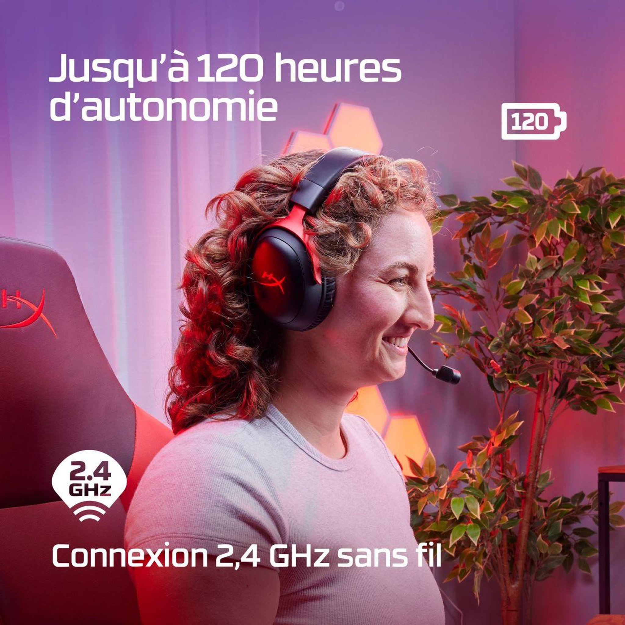 Voir la diapositive 3 : HyperX Casque gamer Cloud III Wireless Black-Red