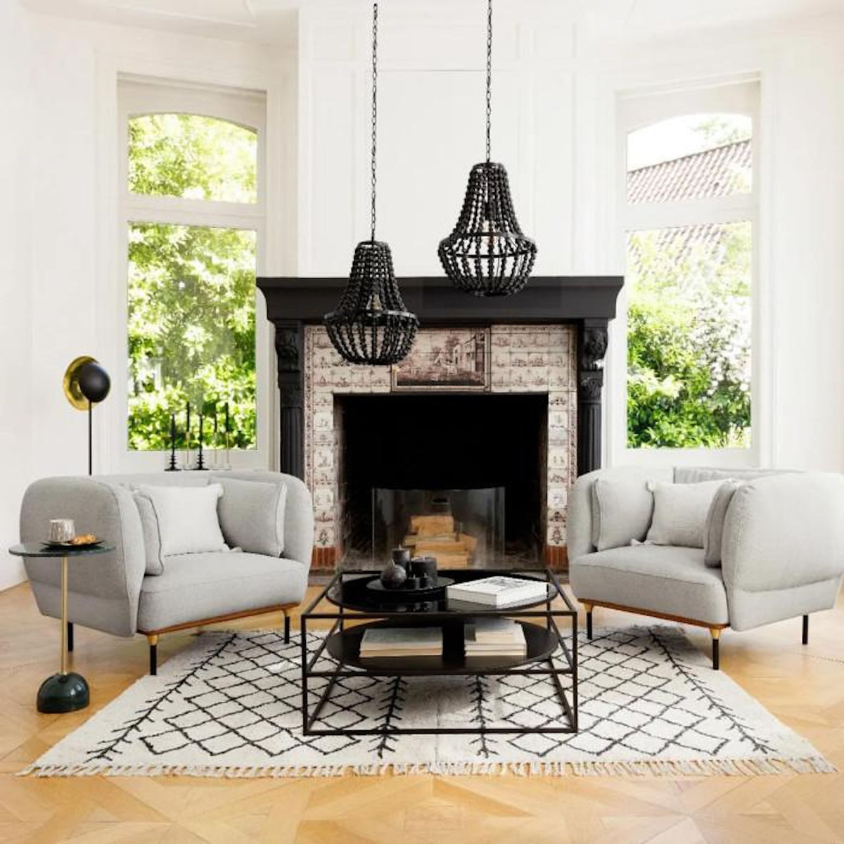 ATMOSPHERA Fauteuil Design  Isée  113cm Gris Clair