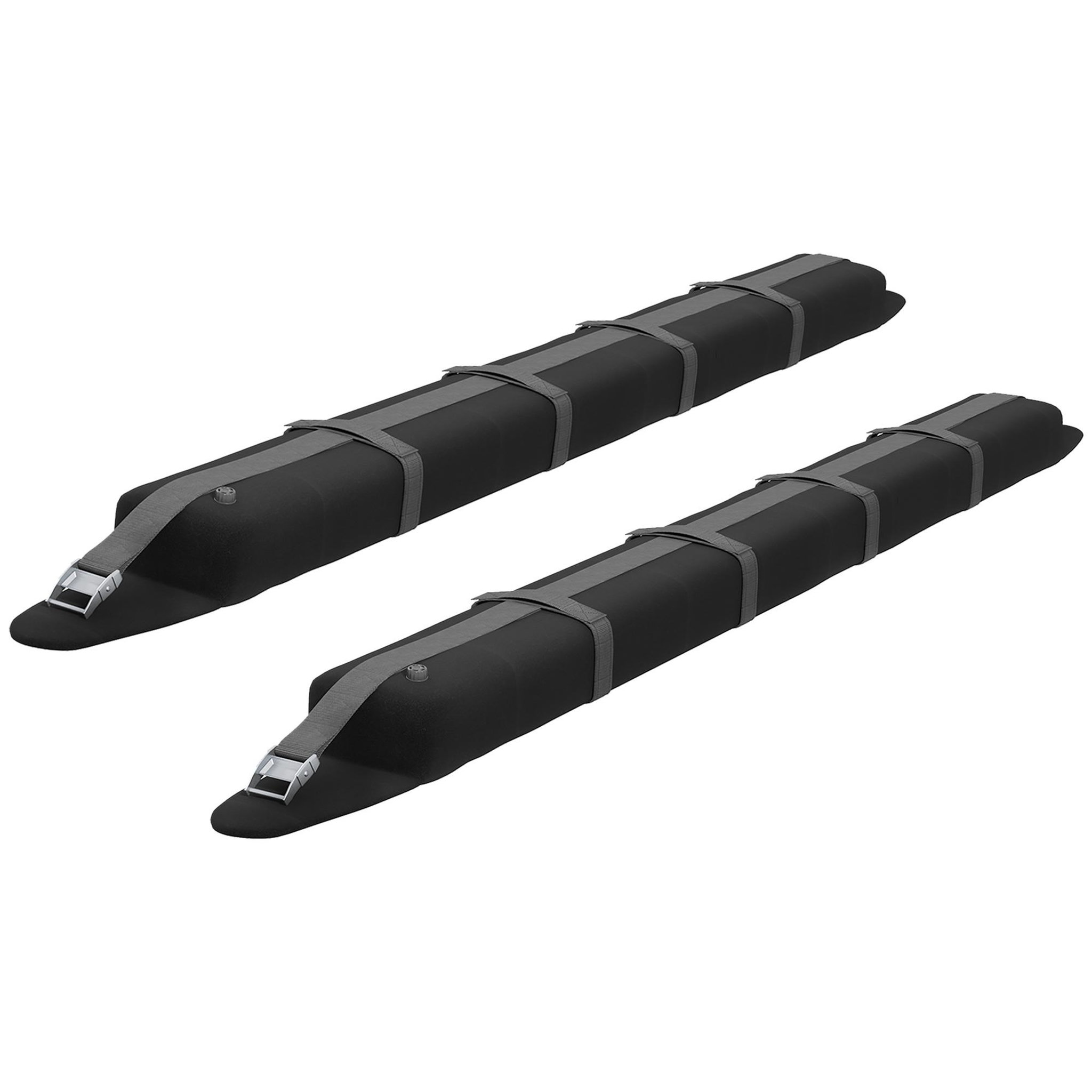 Voir la diapositive 1 : HOMCOM Lot de 2 barres de toit gonflable - adaptable sur la plupart des voitures - charge max. 75 Kg - sangles, sac inclus - EVA nylon noir