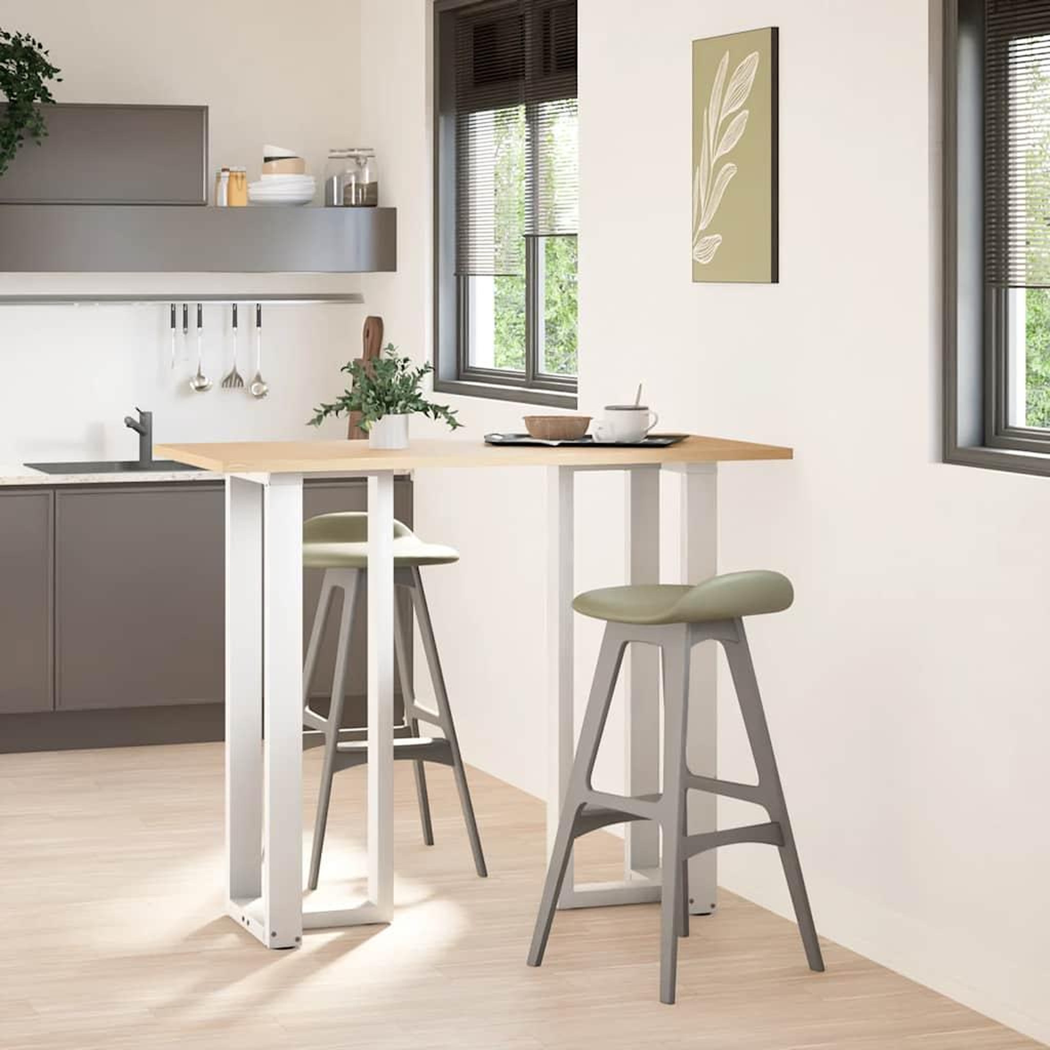 Voir la diapositive 2 : VIDAXL Pieds de table de bar forme de T 2 pcs blanc 50x35x(110-111) cm