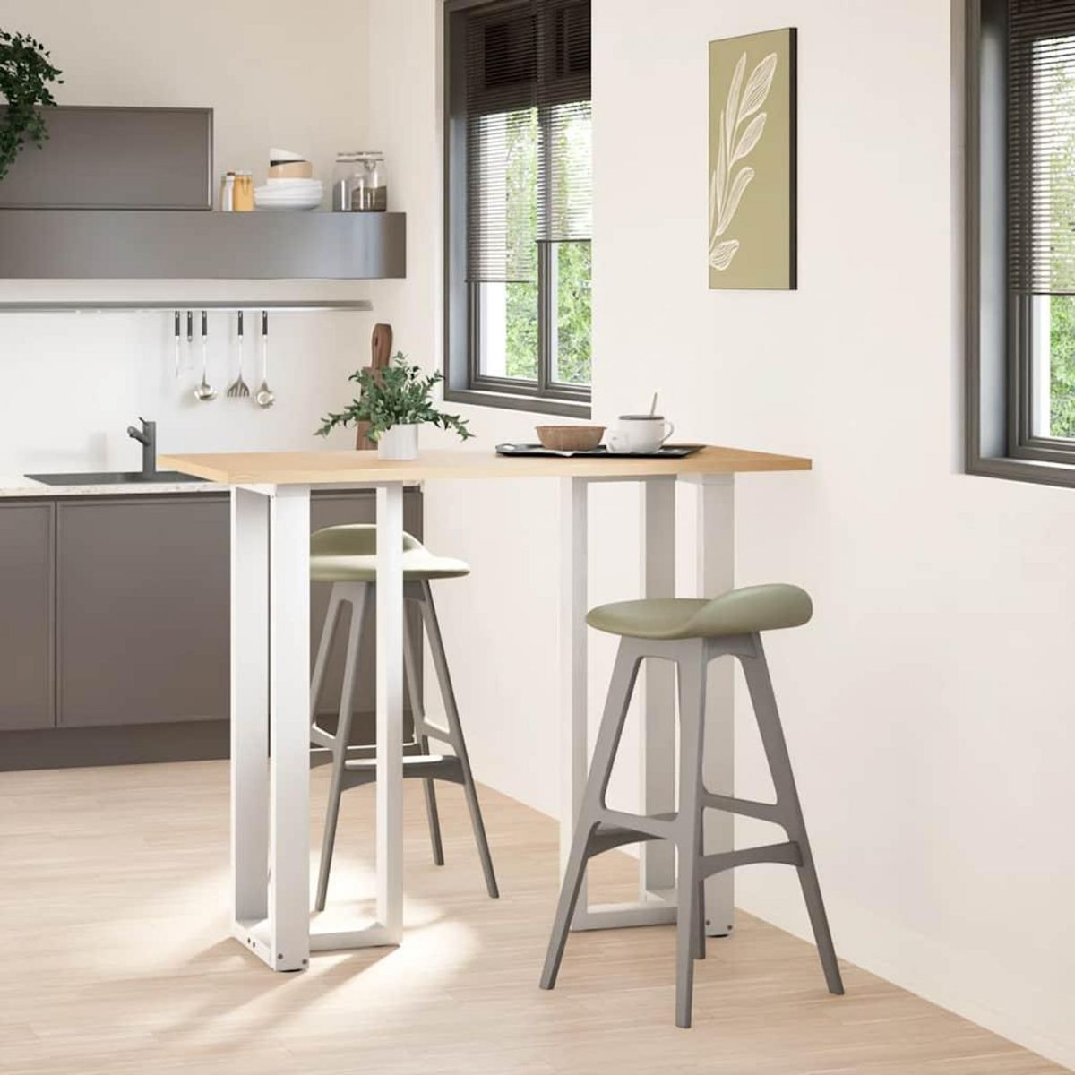 VIDAXL Pieds de table de bar forme de T 2 pcs blanc 50x35x(110-111) cm