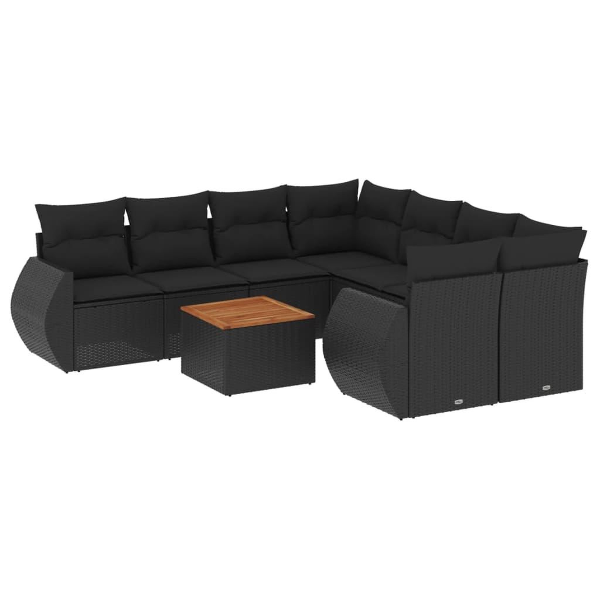 Voir la diapositive 2 : VIDAXL Salon de jardin 9 pcs avec coussins noir resine tressee