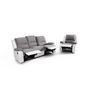 Voir la diapositive 2 : Ensemble canapé relax 3 places + fauteuil relax bimatière tissu simili HELENE