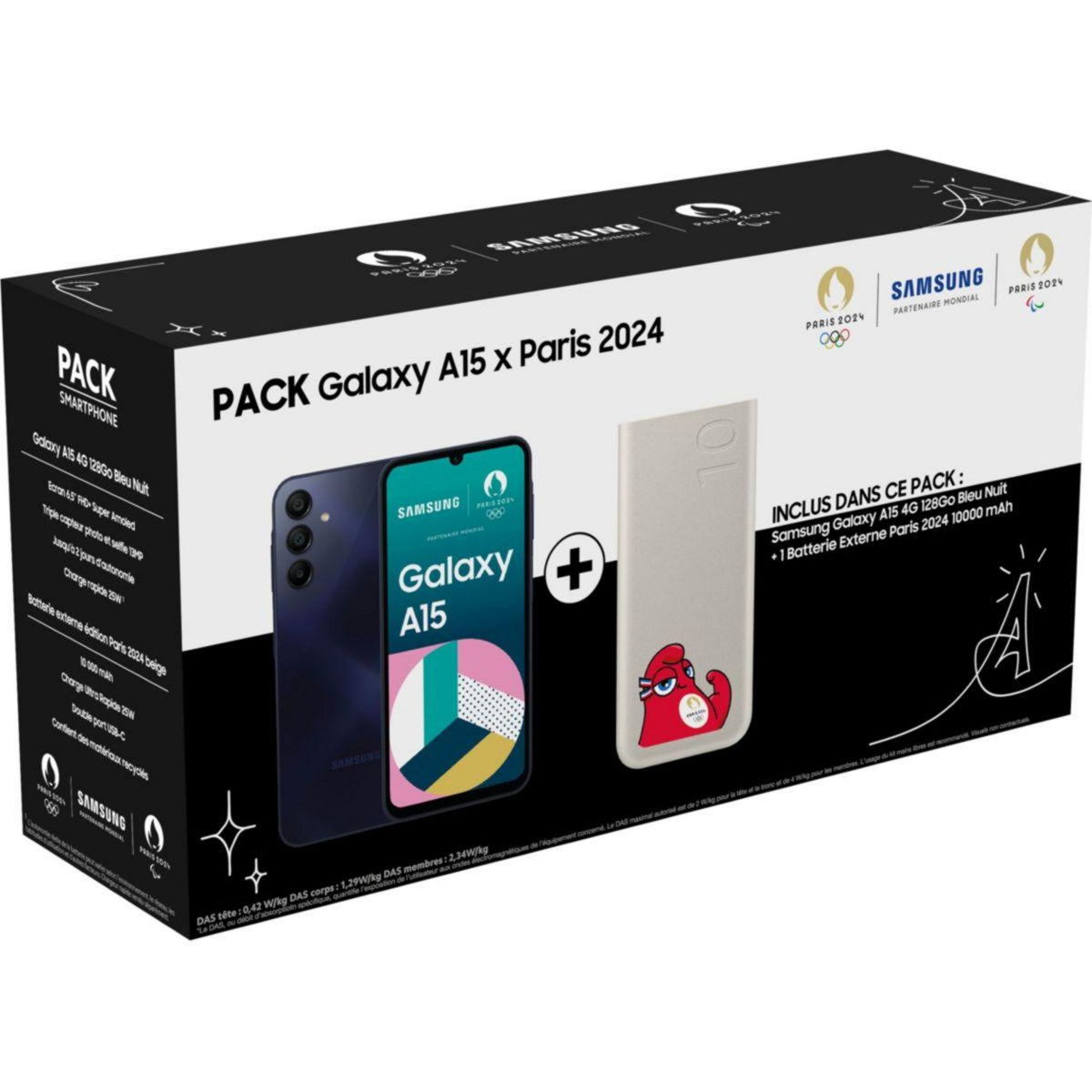 Samsung Smartphone Pack Galaxy A15 128Go Noir + powerbank
