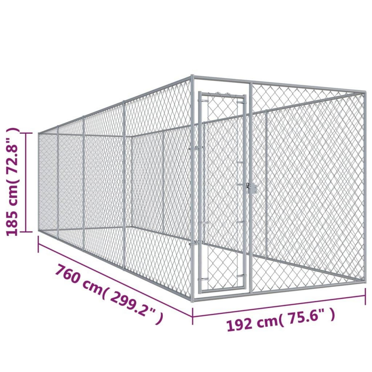 VIDAXL Chenil d'exterieur pour chiens 760x192x185 cm