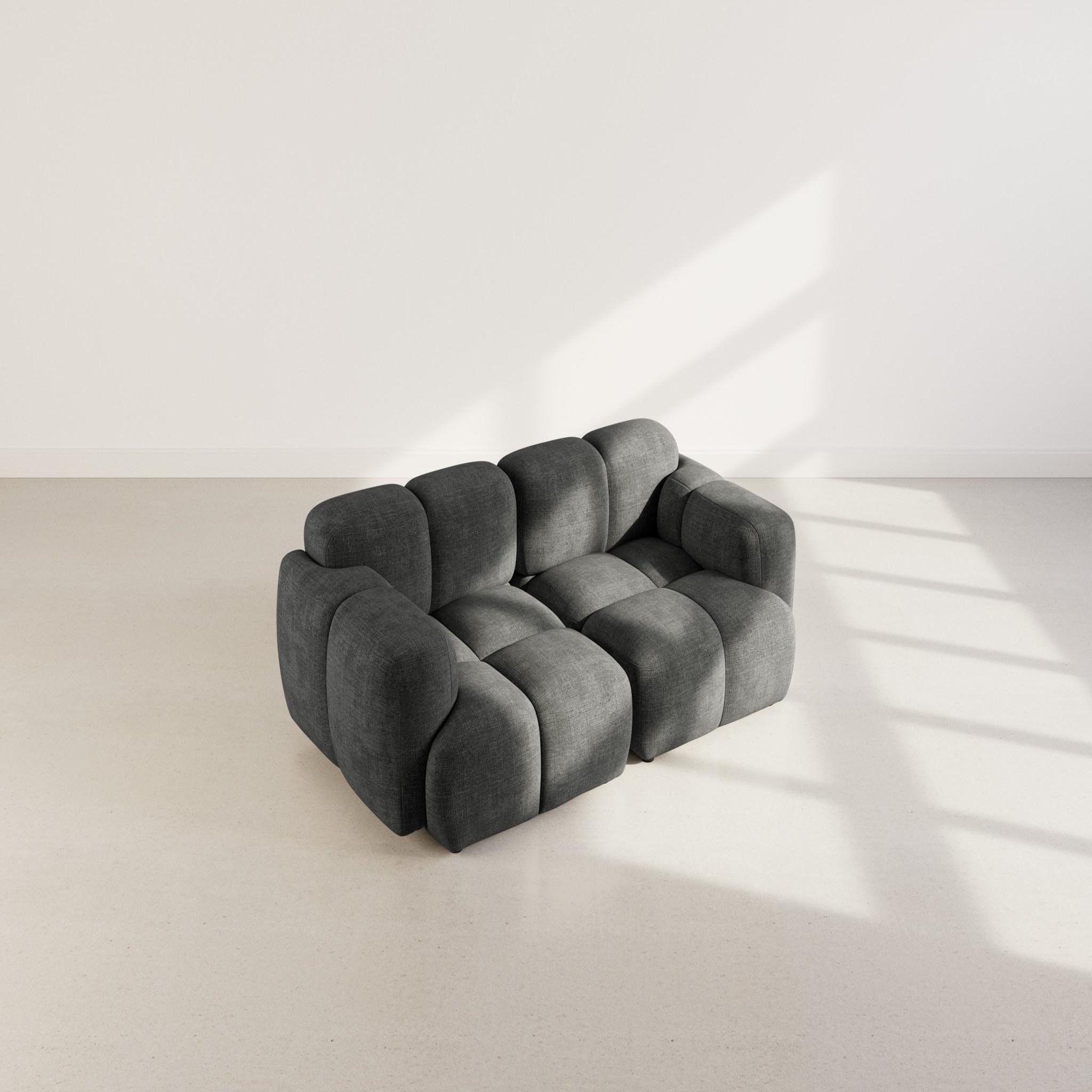 Voir la diapositive 3 : BEST MOBILIER Grace - canapé modulable 2 places en velours texturé
