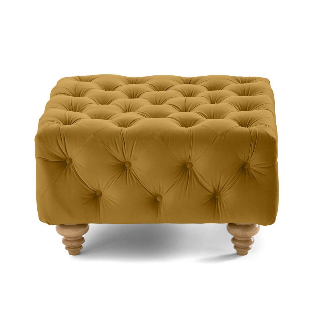 LISA DESIGN Walter - pouf chesterfield en velours - pieds bois