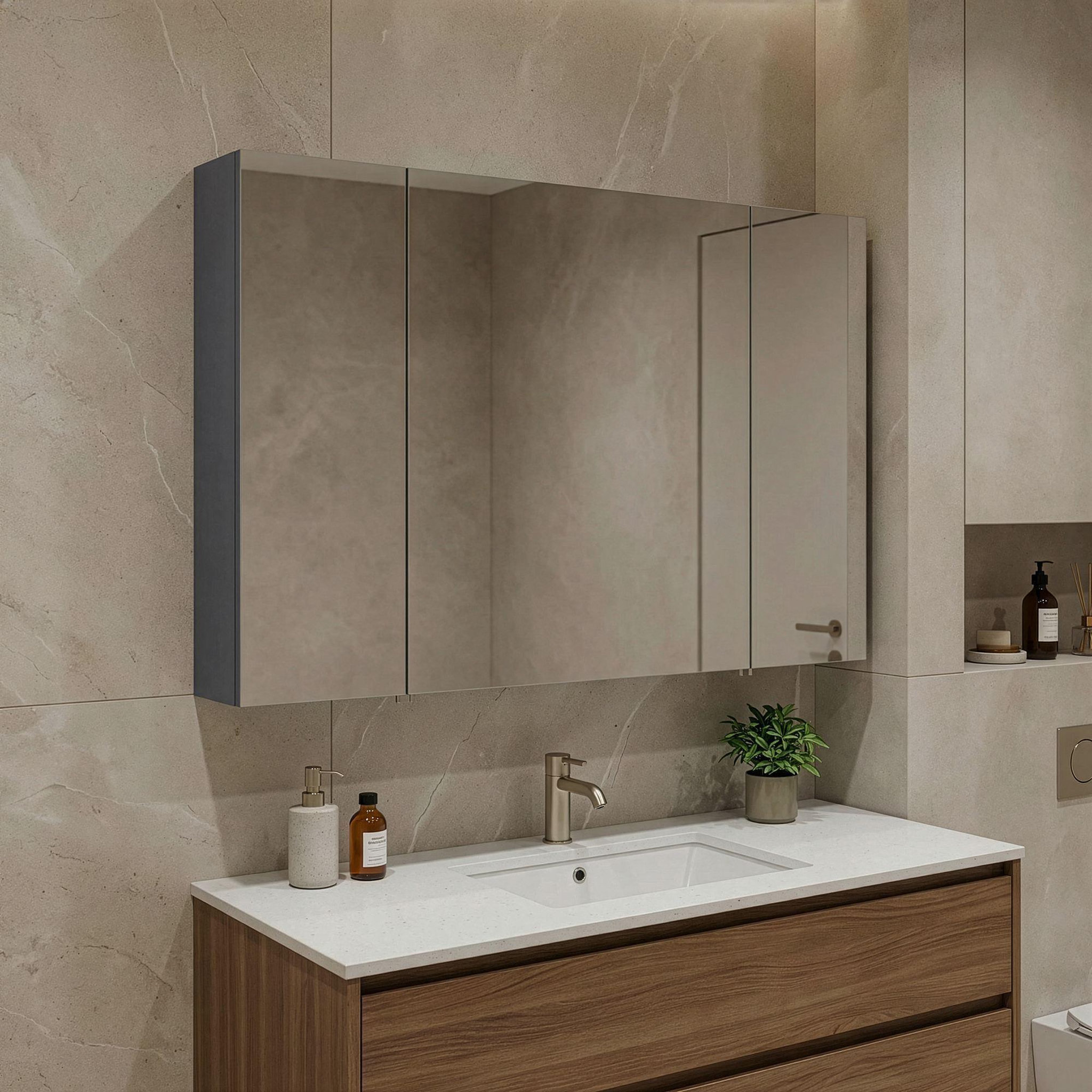 Voir la diapositive 2 : Habitat et Jardin Meuble Salle de Bain avec Miroir  Side 100  - 100 x 16 x 66 cm - Matte Anthracite