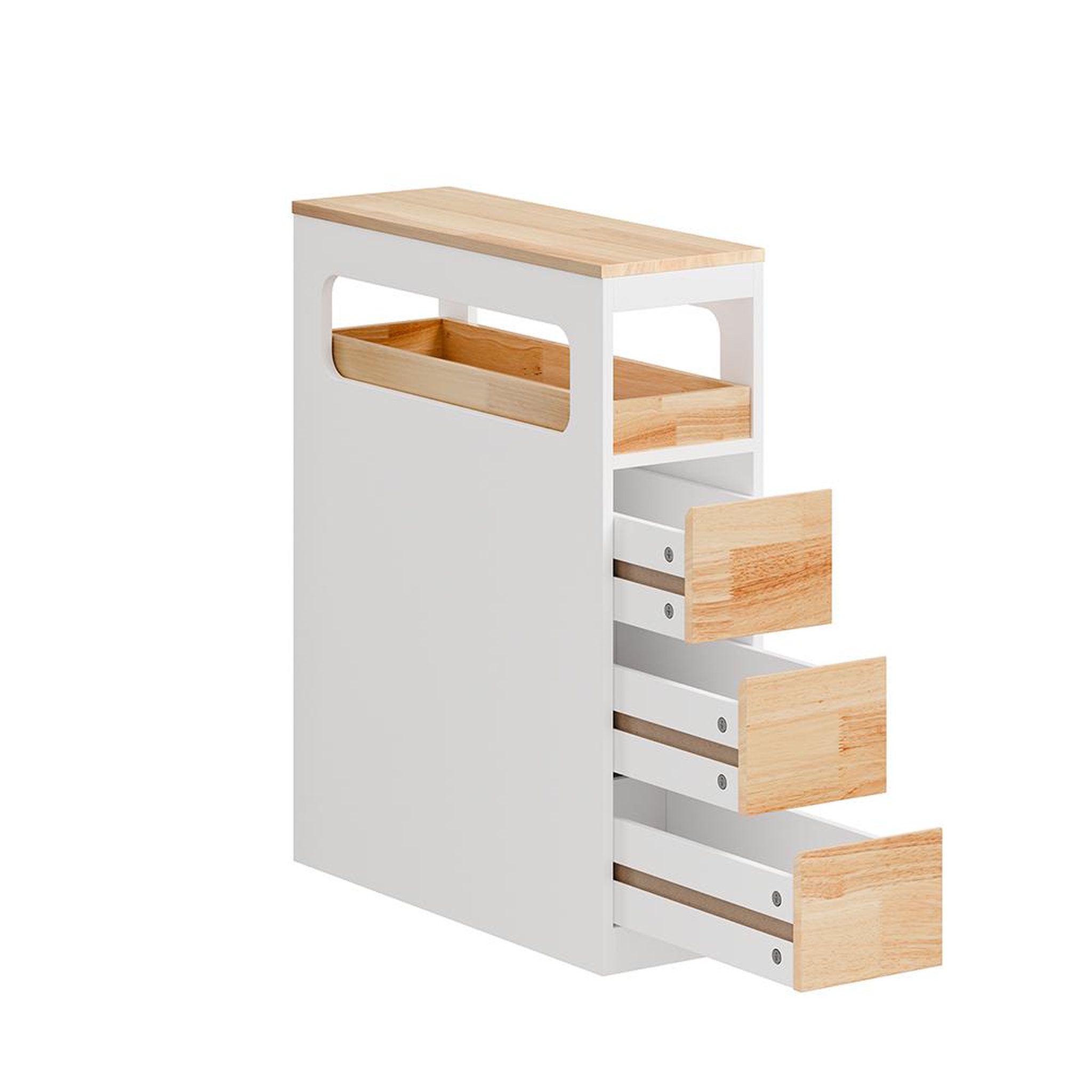 Voir la diapositive 6 : SOBUY Meuble Rangement 4 Tiroirs avec Roulettes Blanc 65x23x82cm BZR54-III-WN