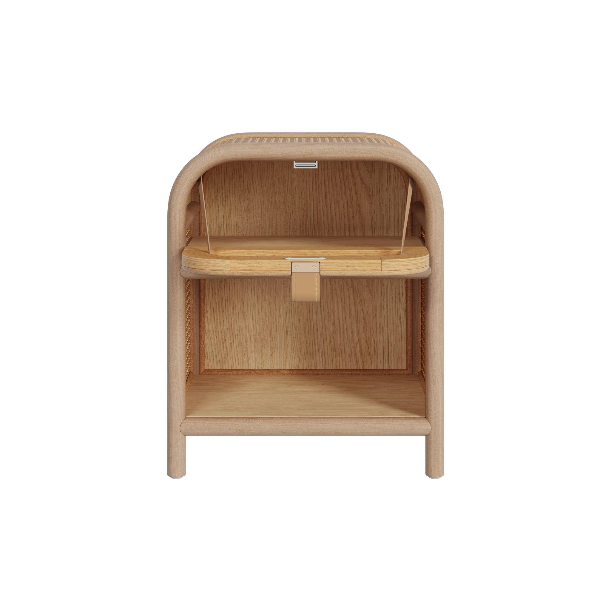 Voir la diapositive 6 : MAISON PAVANE Table de chevet en bois massif, 1 porte et 1 niche-alata