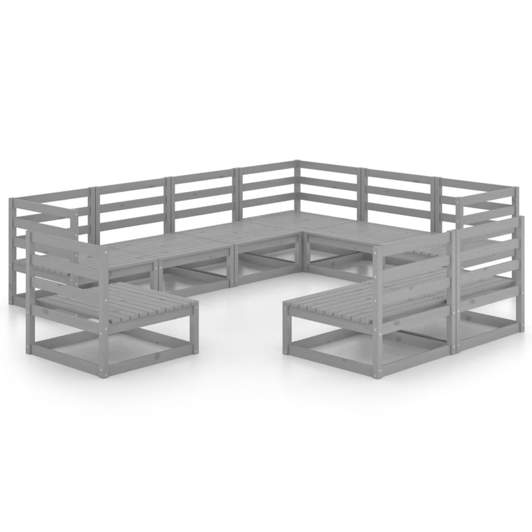 Voir la diapositive 2 : VIDAXL Salon de jardin 9 pcs gris bois de pin massif