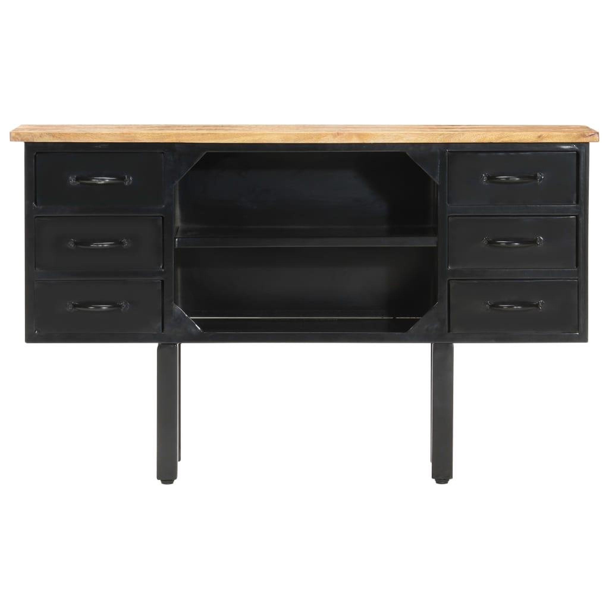 Voir la diapositive 2 : VIDAXL Buffet 110x30x65 cm bois de manguier massif brut et acier