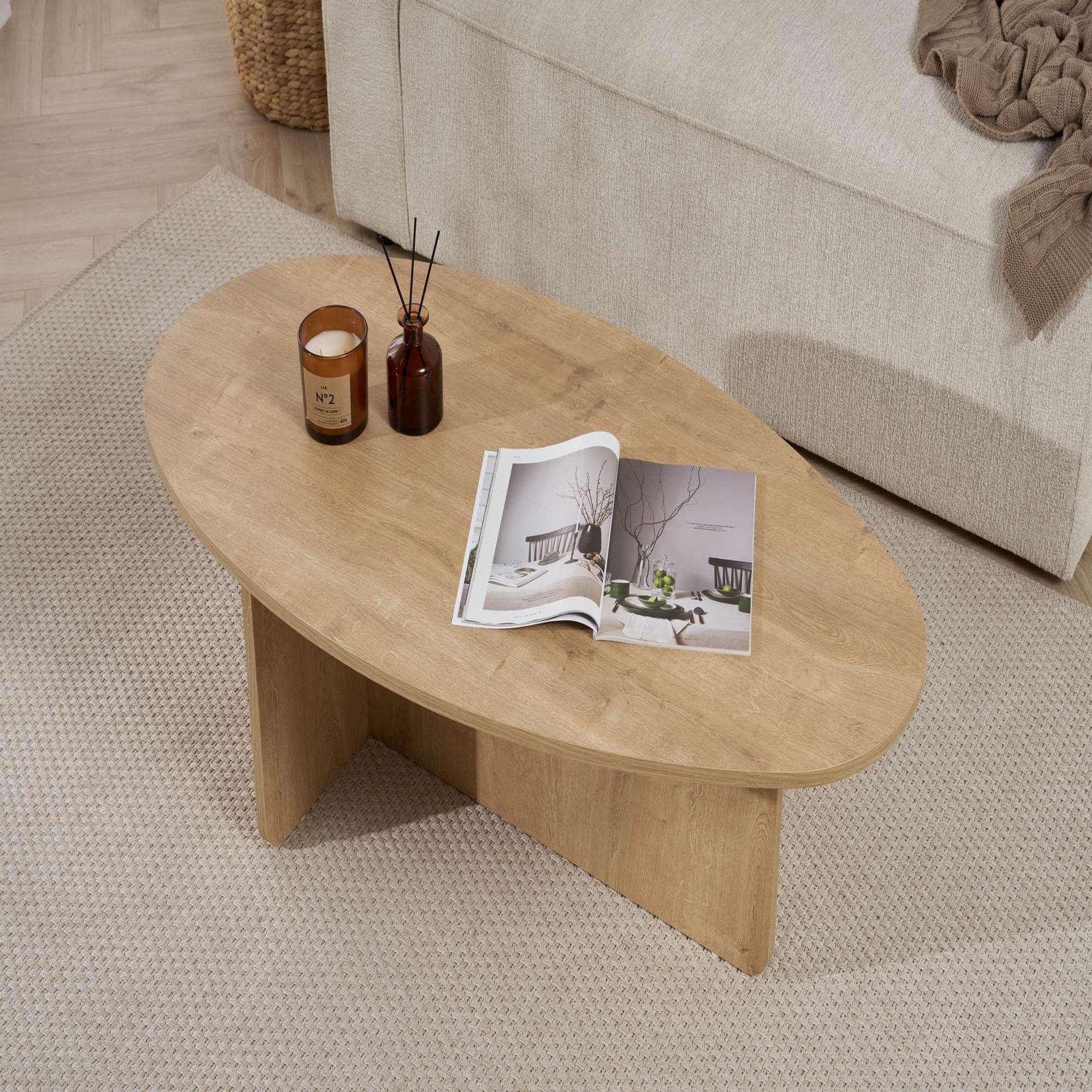 Voir la diapositive 4 : Habitat et Jardin Table basse en bois  orba  - 120 x 65 x 40 cm - chêne