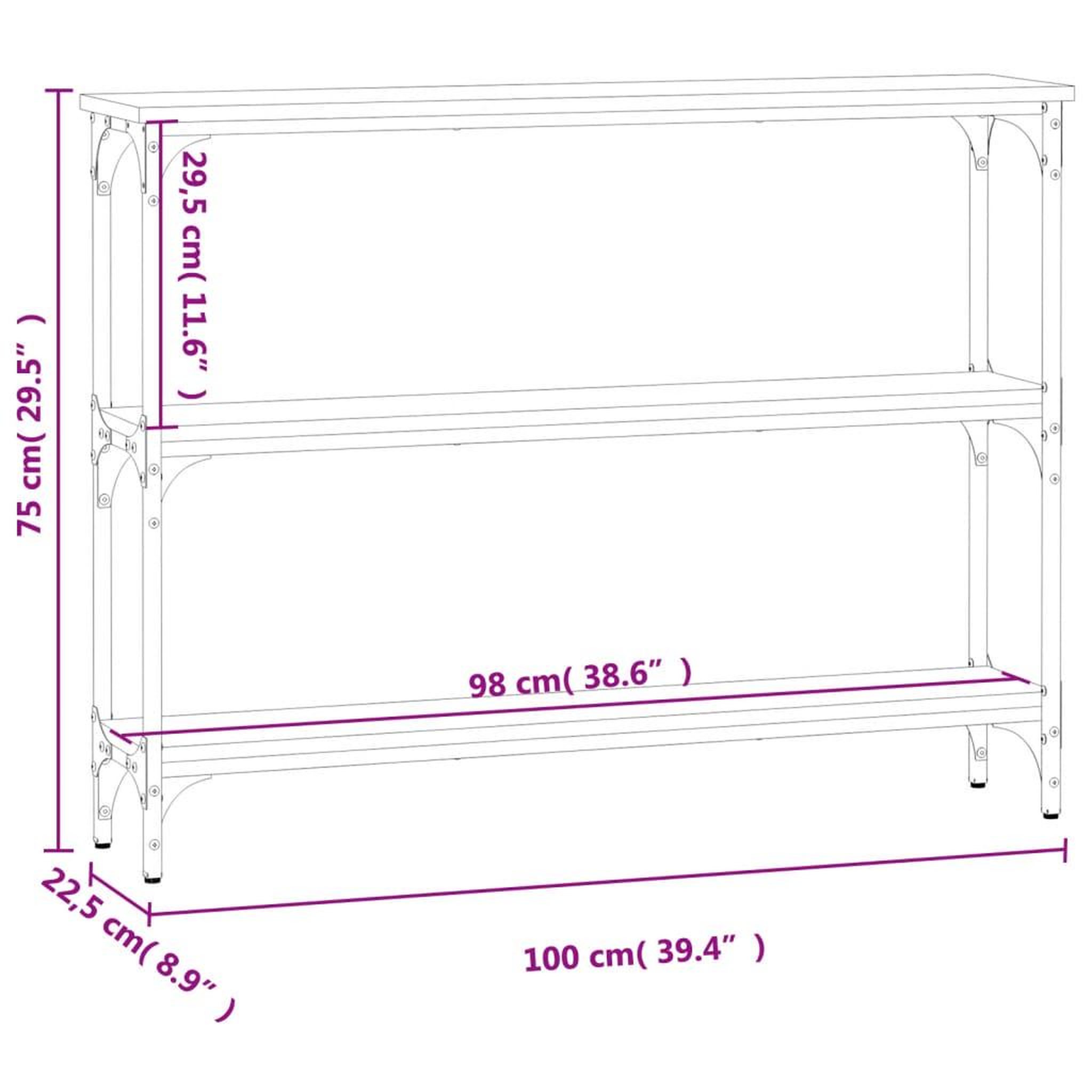 Voir la diapositive 6 : VIDAXL Table console chene fume 100x22,5x75 cm bois d'ingenierie
