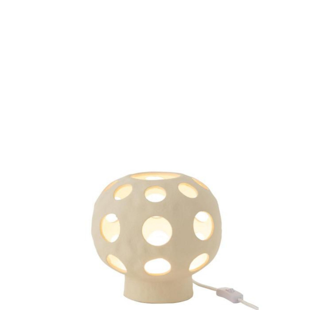 Paris Prix Lampe à Poser en Céramique  Globe  25cm Beige