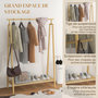 Voir la diapositive 4 : HOMCOM Portant pour vêtement en bambou - penderie avec étagère à chaussures