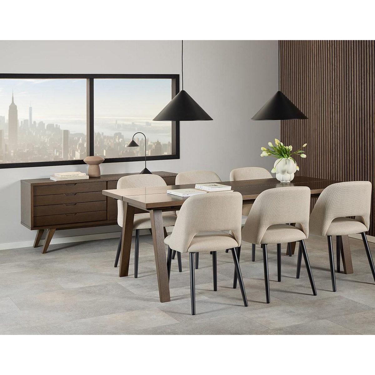 LISA DESIGN Pauline - table à manger rectangulaire - chêne foncé - 6 personnes