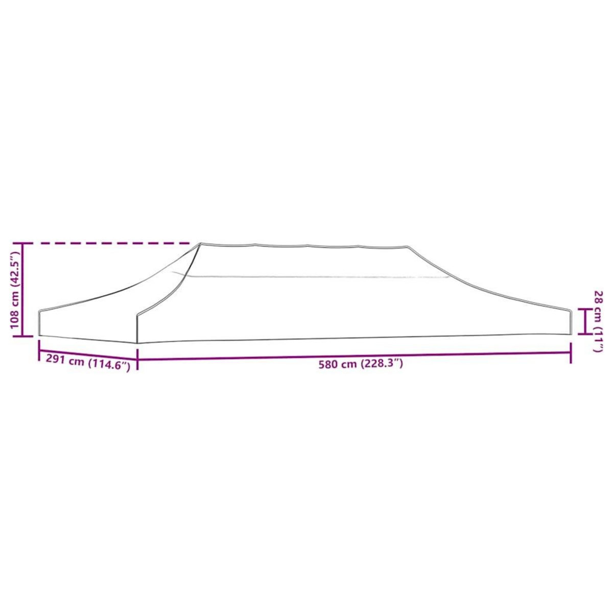 VIDAXL Toit de tente de reception 3 x 6 m Creme
