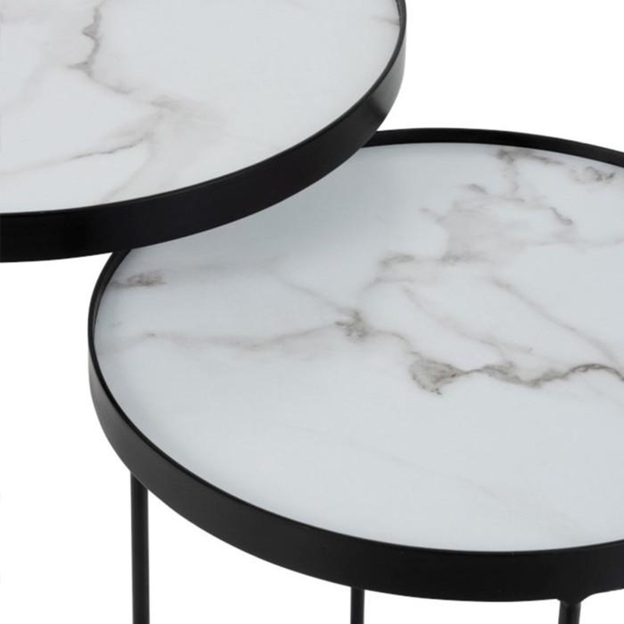 Voir la diapositive 3 : Paris Prix Lot de 2 Tables d'Appoint  Mona  55cm Noir & Blanc