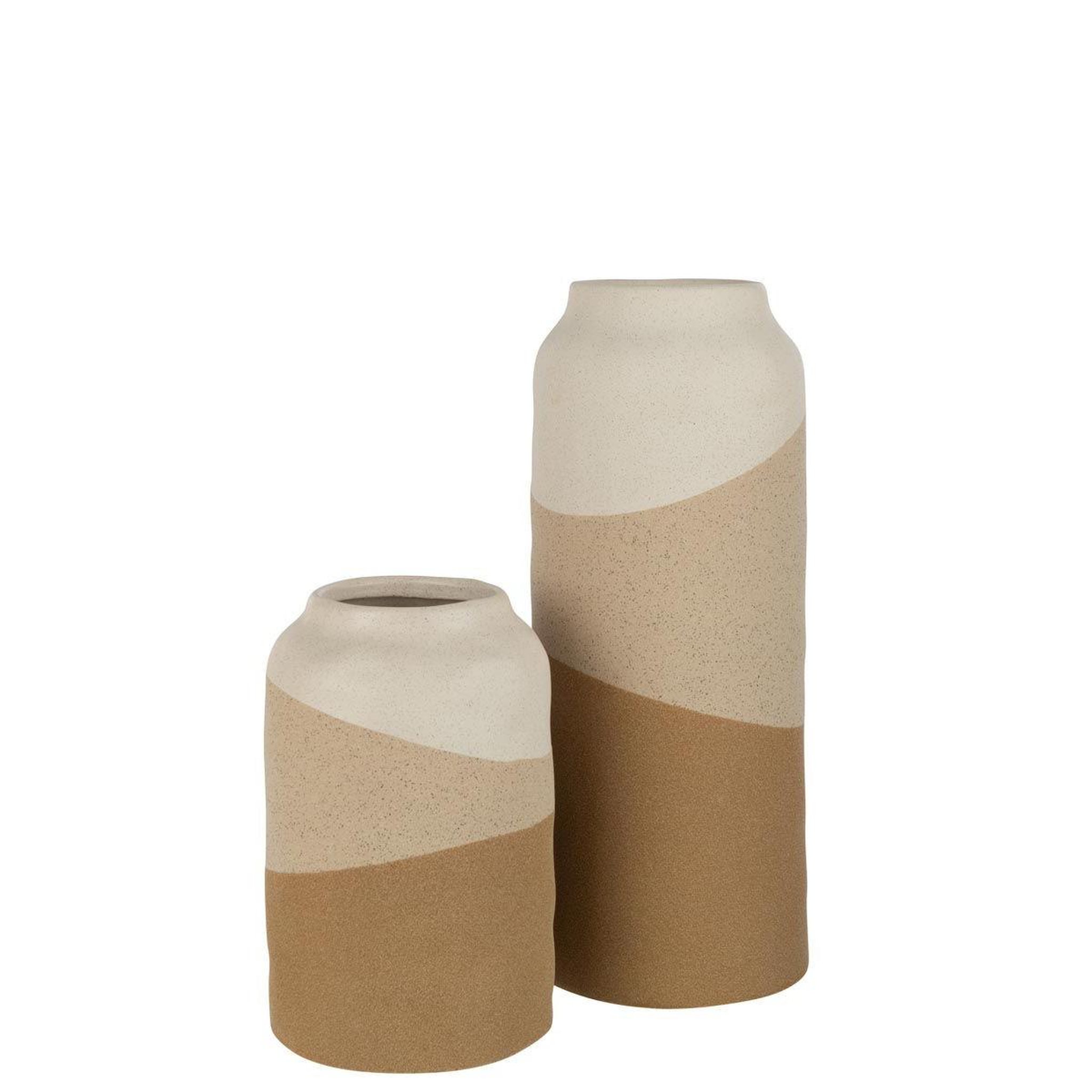 Voir la diapositive 2 : J-LINE Vase en Céramique Cylindrique  Charley  33cm Beige
