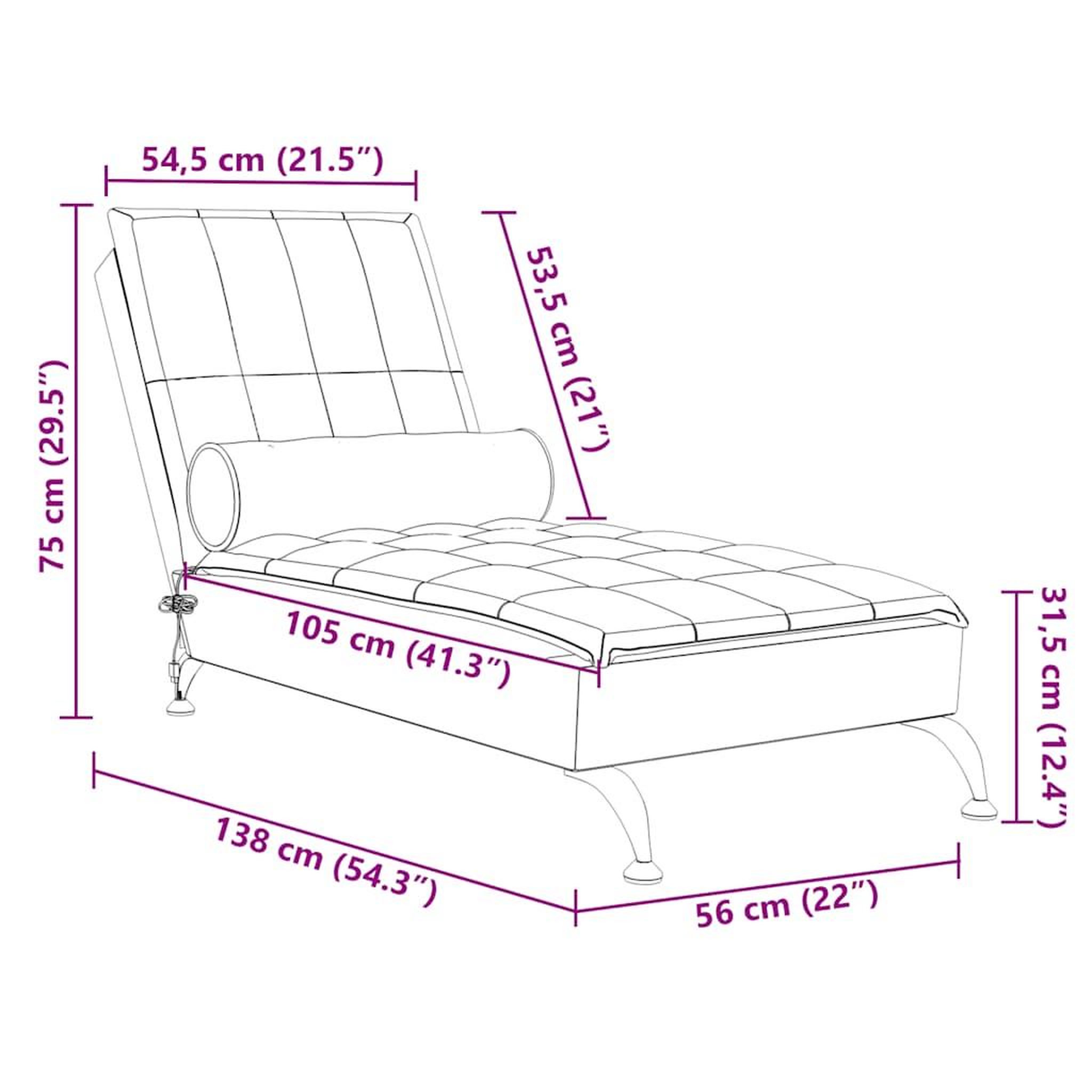 Voir la diapositive 6 : VIDAXL Chaise longue de massage avec traversin bleu tissu