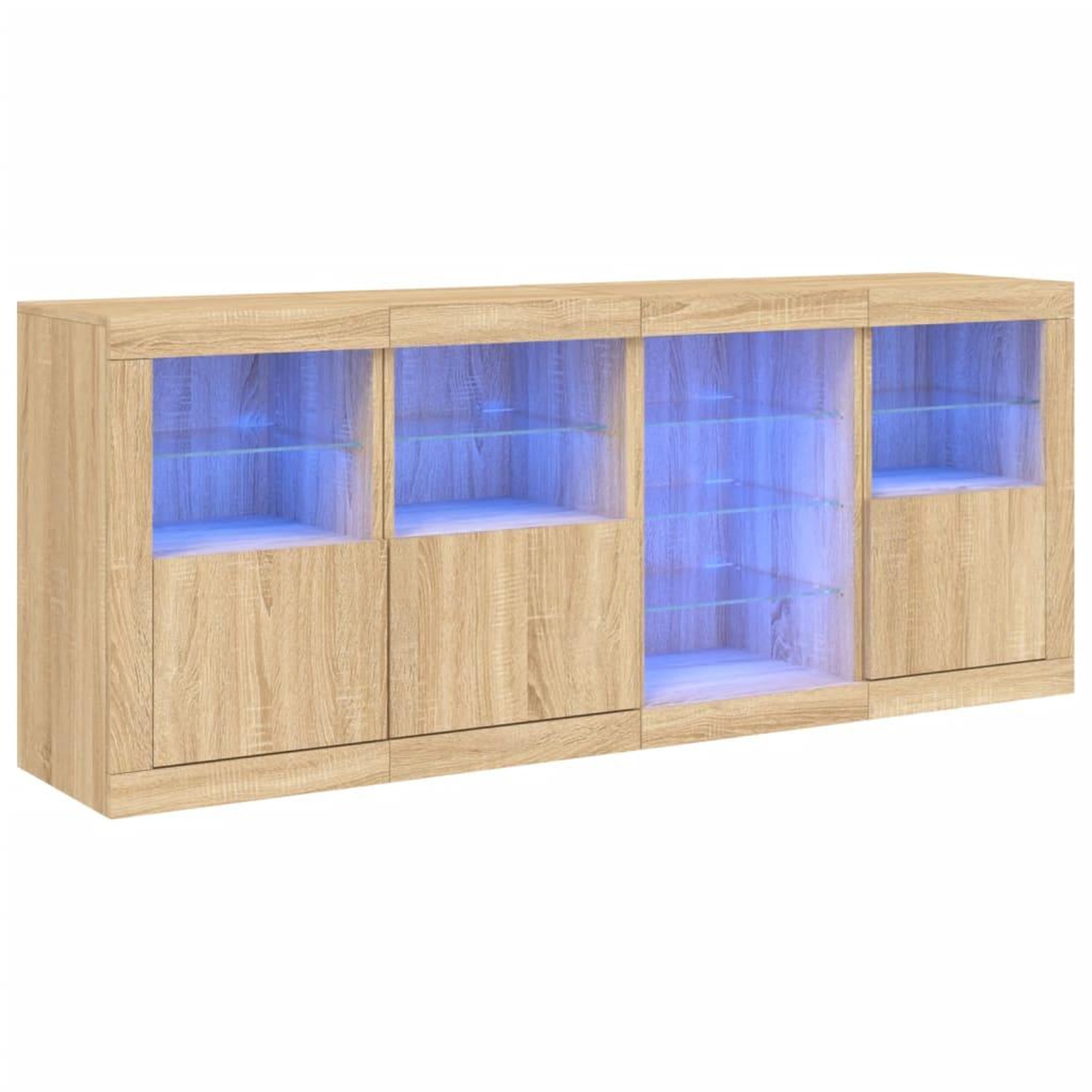 Voir la diapositive 2 : VIDAXL Buffet avec lumieres LED chene sonoma 164x37x67 cm