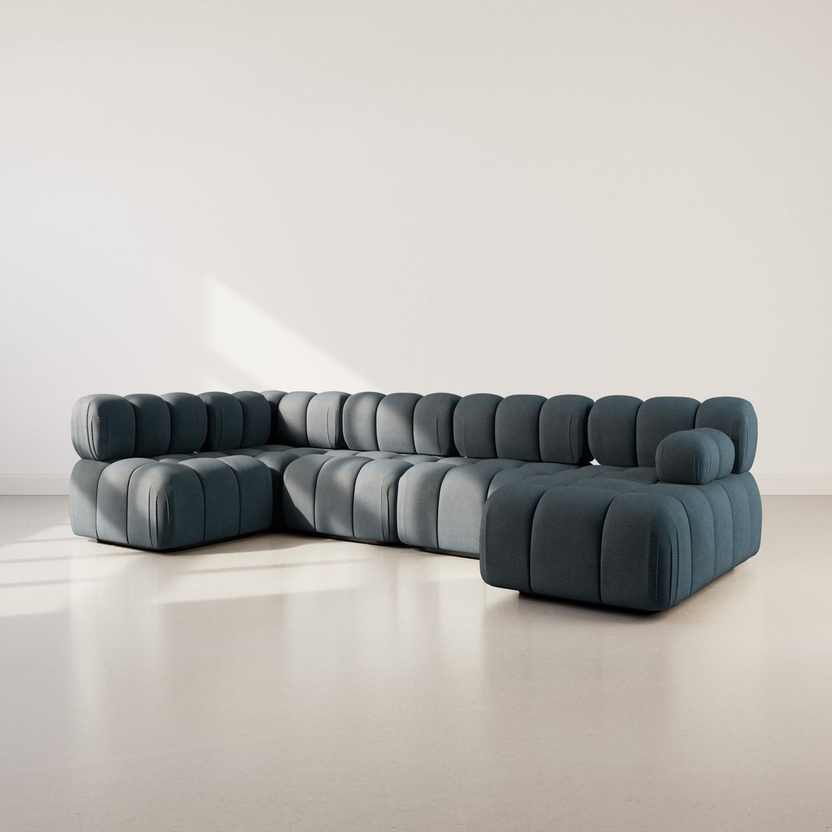 LISA DESIGN Ruby - canapé panoramique modulable d'angle gauche 7 places en velours texturé