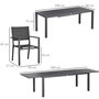 Voir la diapositive 3 : OUTSUNNY Ensemble de jardin 12 personnes chaises empilables table extensible 200/300L cm alu. textilène gris