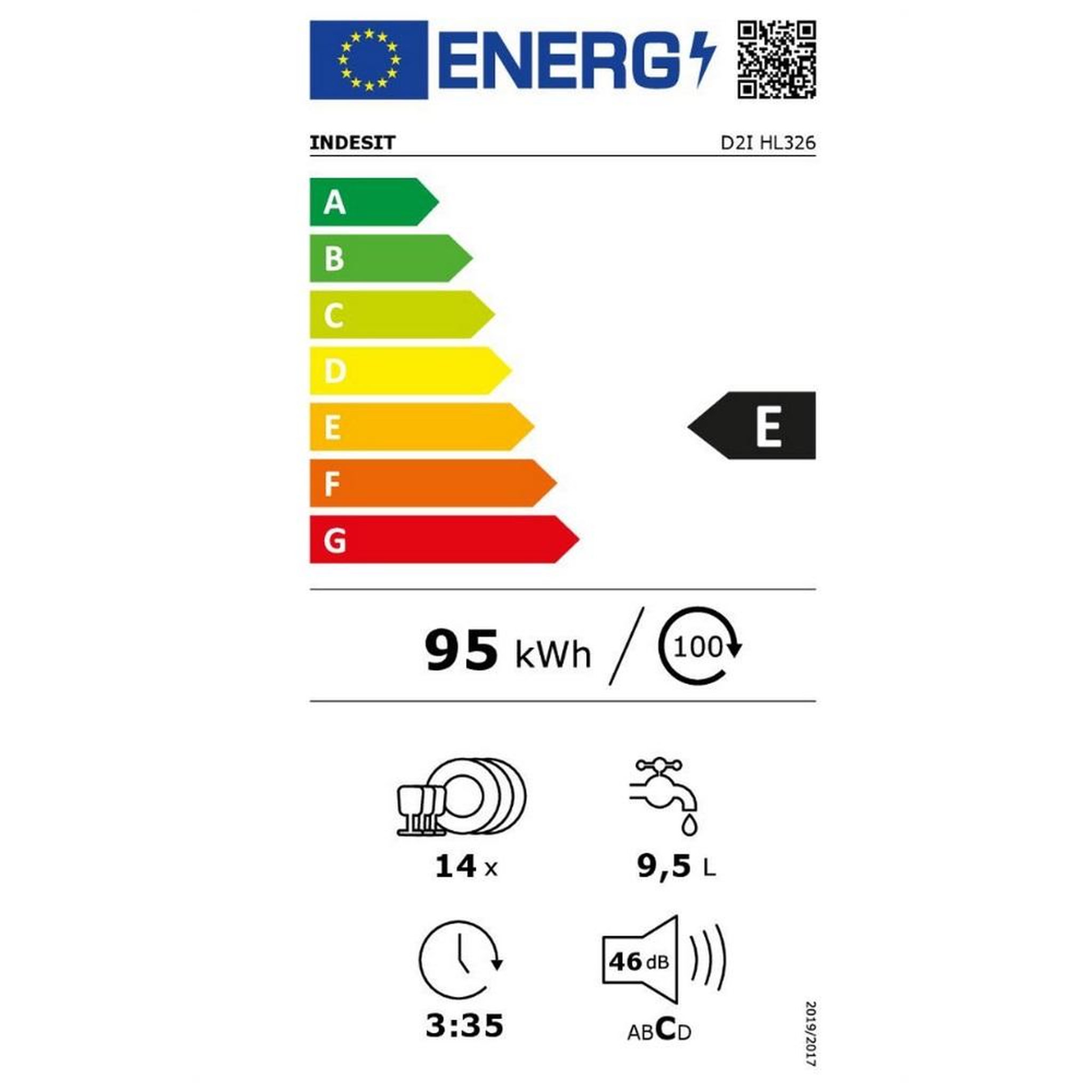 Voir la diapositive 2 : Indesit Lave-vaisselle 60cm 14 couverts 46db tout intégrable - d2ihl326