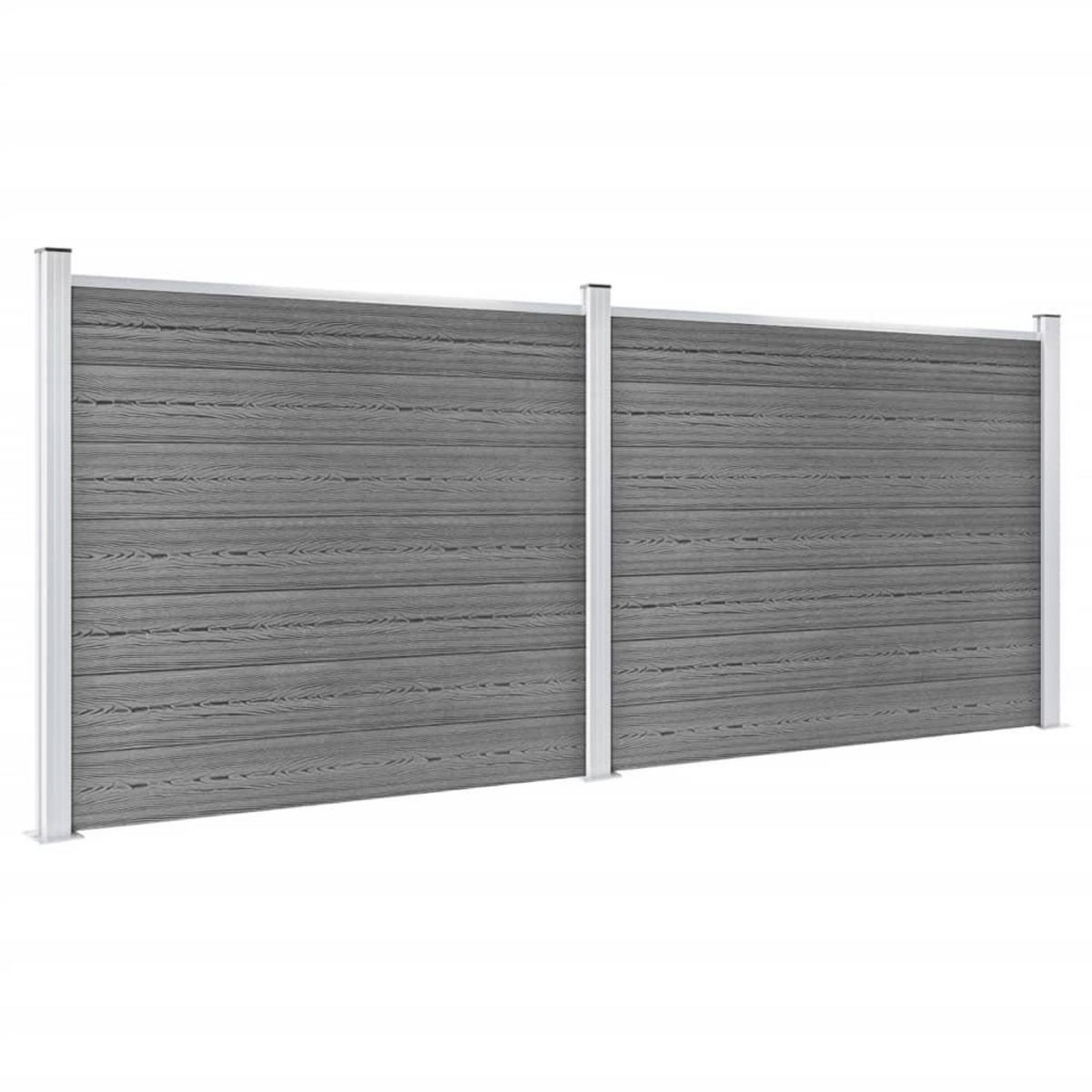 VIDAXL Ensemble de panneau de cloture WPC 353x146 cm Gris