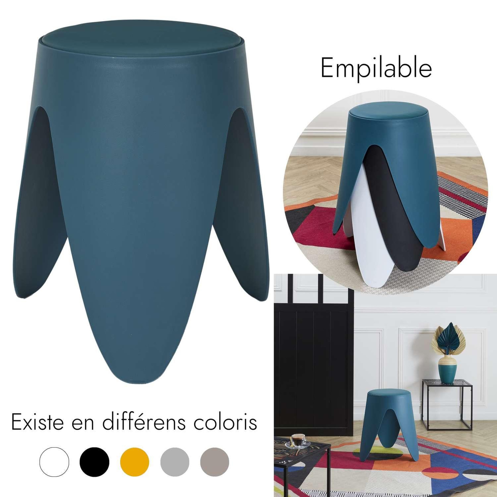Voir la diapositive 6 : The Home Deco Factory Tabouret d'appoint empilable emma - bleu canard