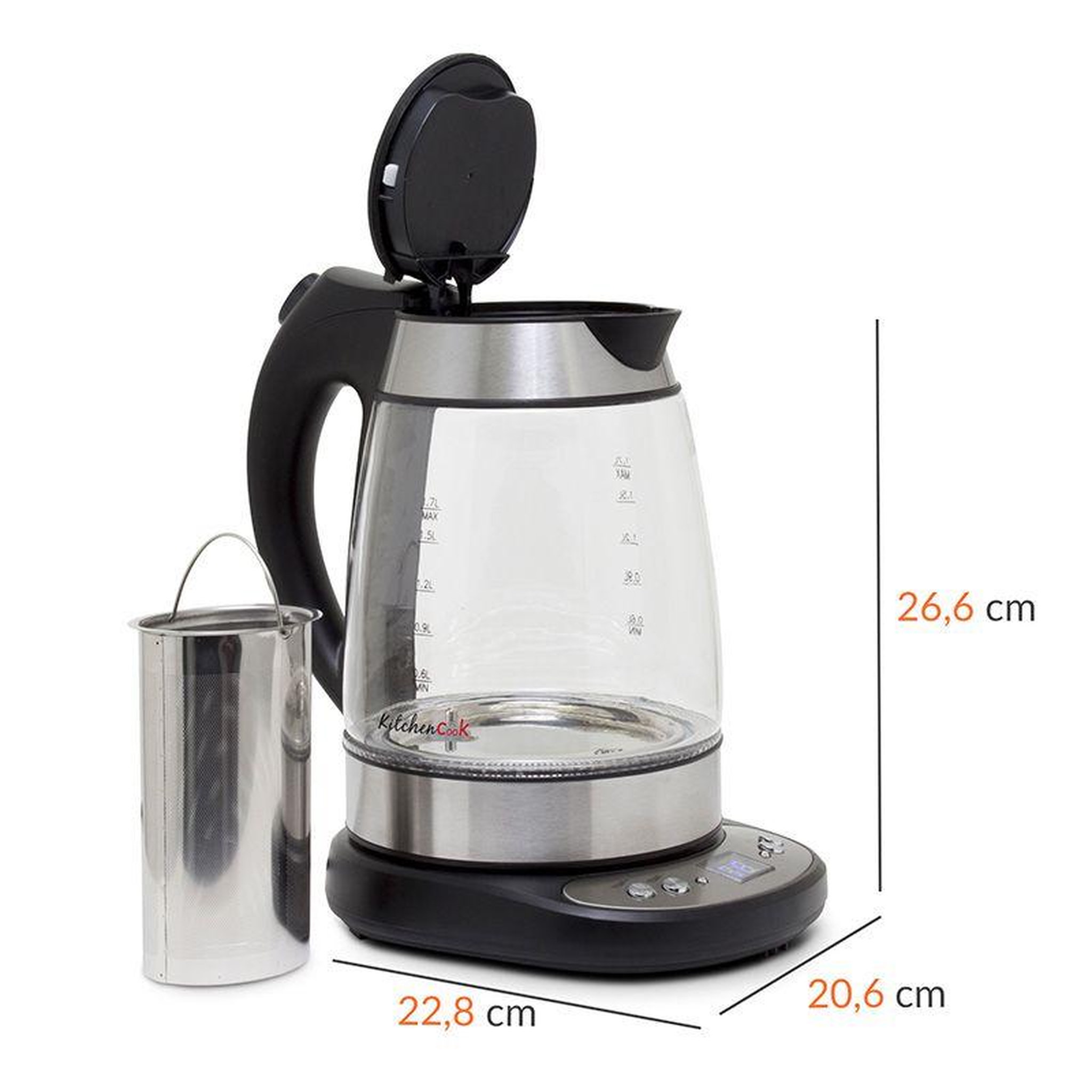 Voir la diapositive 5 : KITCHENCOOK Bouilloire Avec Température Réglable Et Panier à Thé Teatime Kitchencook