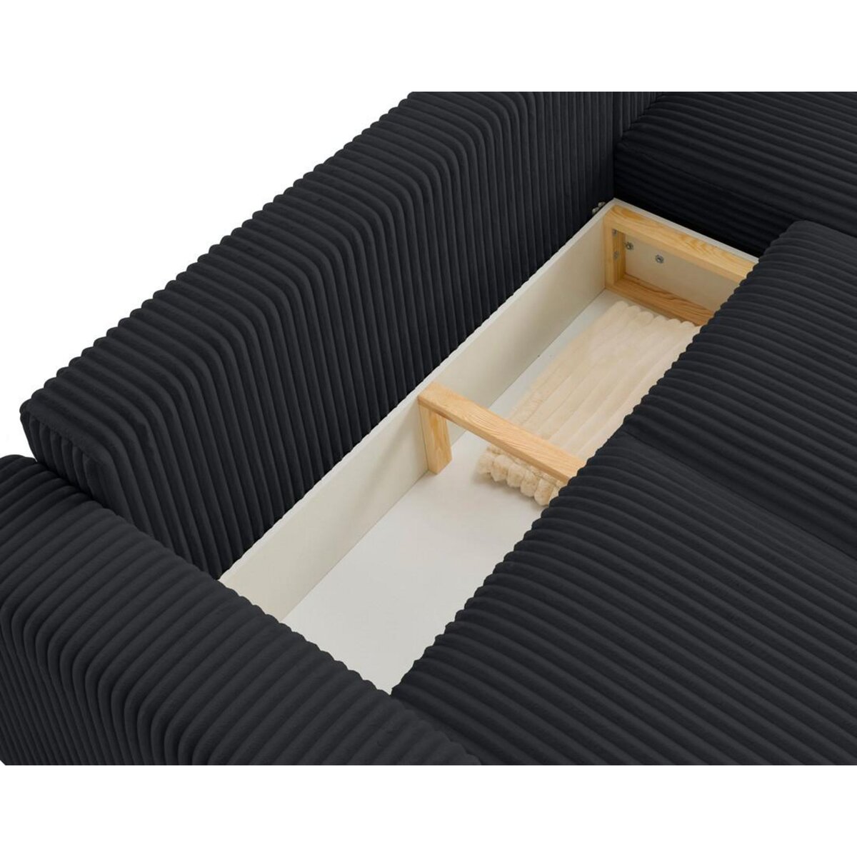 LISA DESIGN Livy - canapé d'angle réversible 4 places convertible avec coffre en velours côtelé grosses côtes