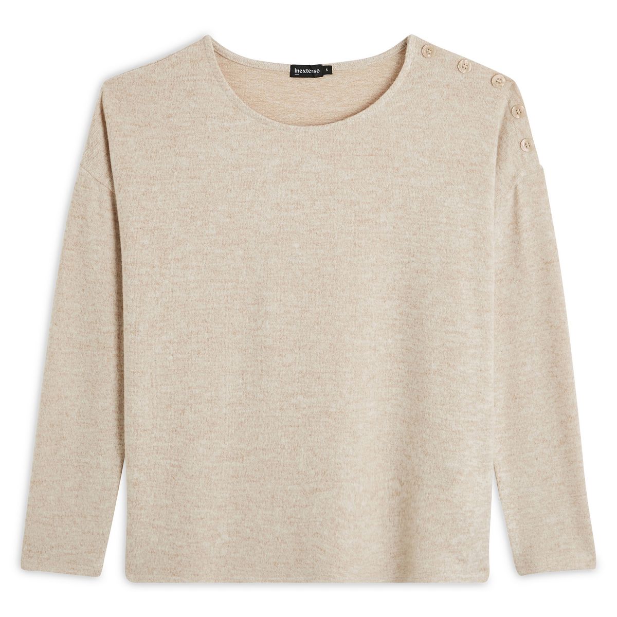 INEXTENSO T-shirt manches longues beige chiné femme